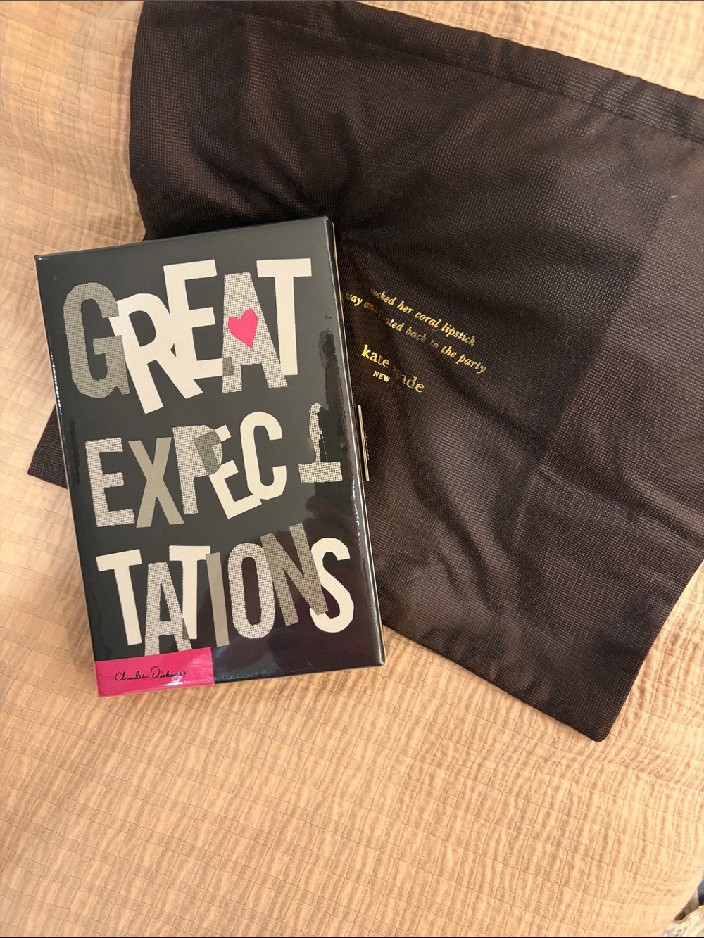 RARE Kate spade clutch Black 'Great Expectations' Book & dustbag